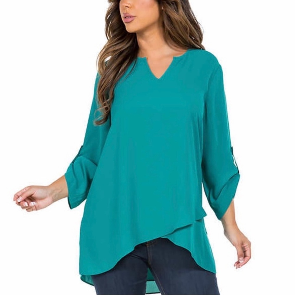 Fever Womens’ V Neck Crepe Blouse